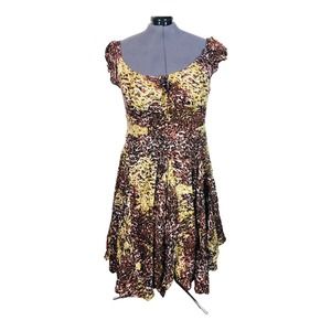 1078 animal print handkerchief maxi dress sz large 100% cotton